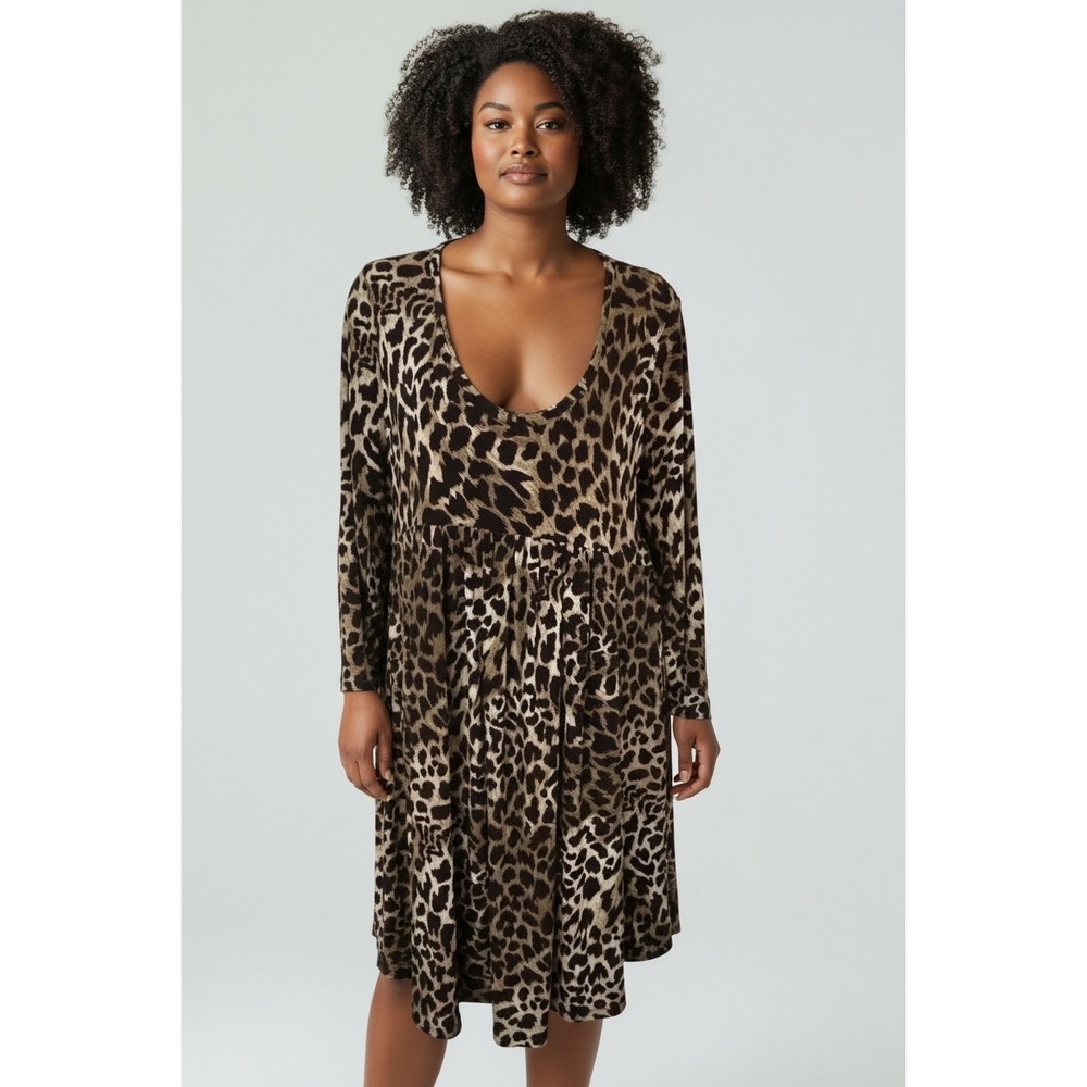 Michael‎ Kors Leopard Cheetah Print Pull-on Dress Medium Party Cocktail